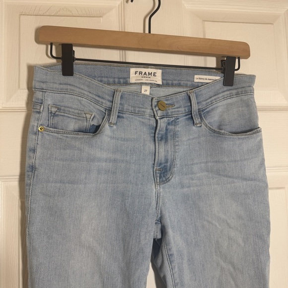 Frame Denim Le Skinny De Jeanne Crop in Honeywood Distressing Frayed Hem - Picture 2 of 12